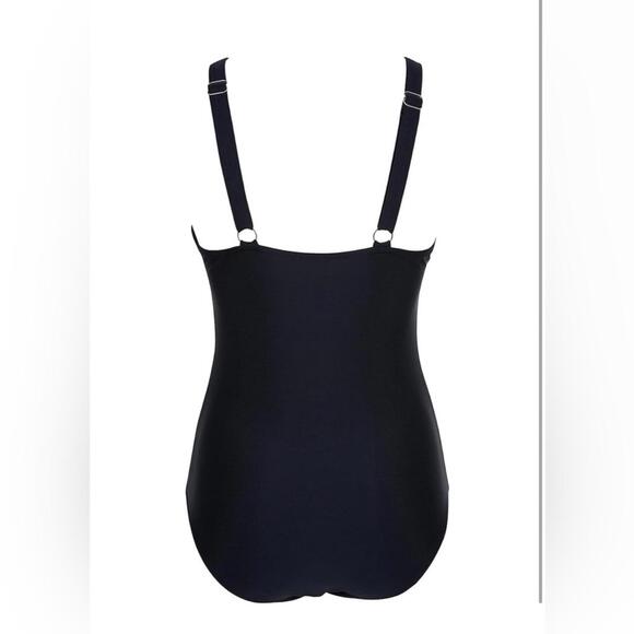 NWOT Women Tummy Control High Waist V Neck Ruched Mesh Bathing Suit - Picture 2 of 2